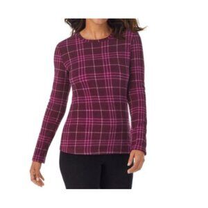 Cuddl Duds Fleecewear Shirt Womens Large Purple Plaid Long Sleeves New WOT